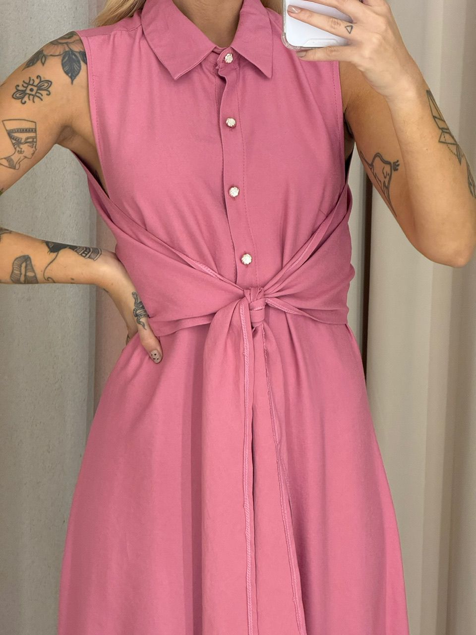 VESTIDO MORGAN BOTÕES ROSA QUEIMADO