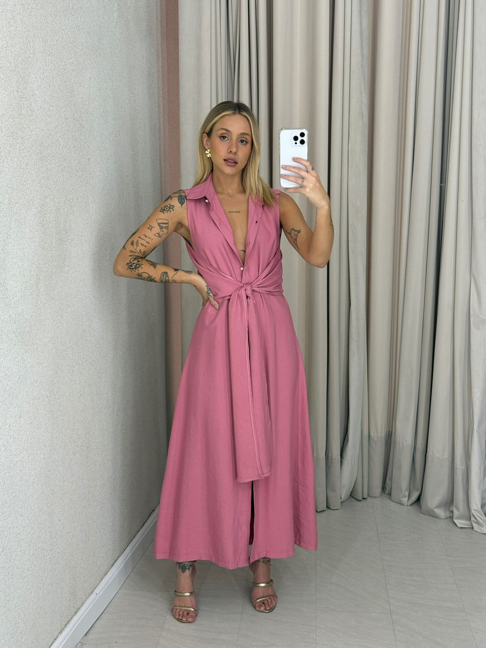 VESTIDO MORGAN BOTÕES ROSA QUEIMADO