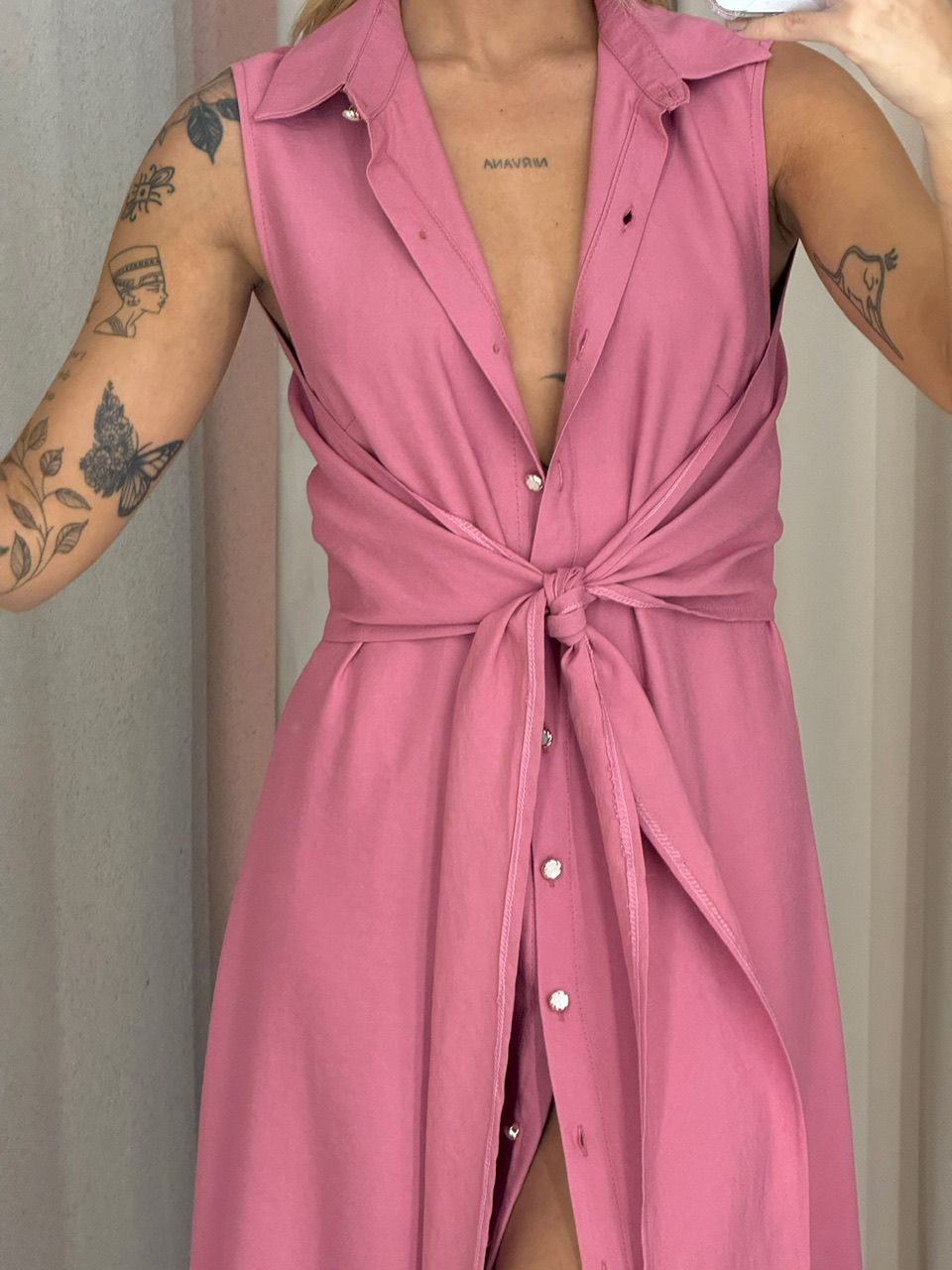 VESTIDO MORGAN BOTÕES ROSA QUEIMADO