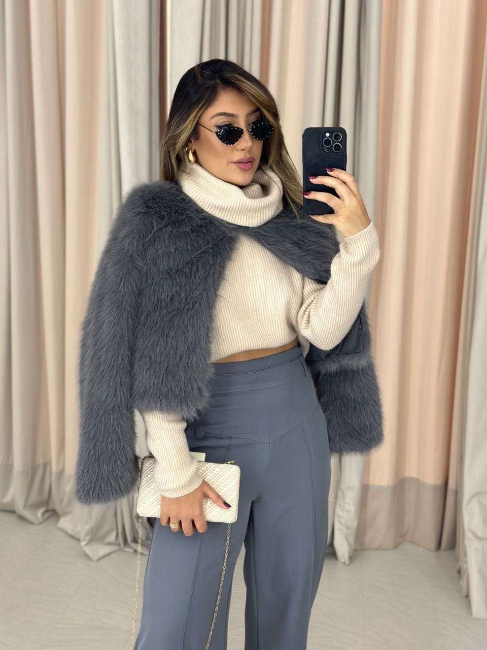 CALÇA MARTA CÓS ALTO PANTALONA CINZA
