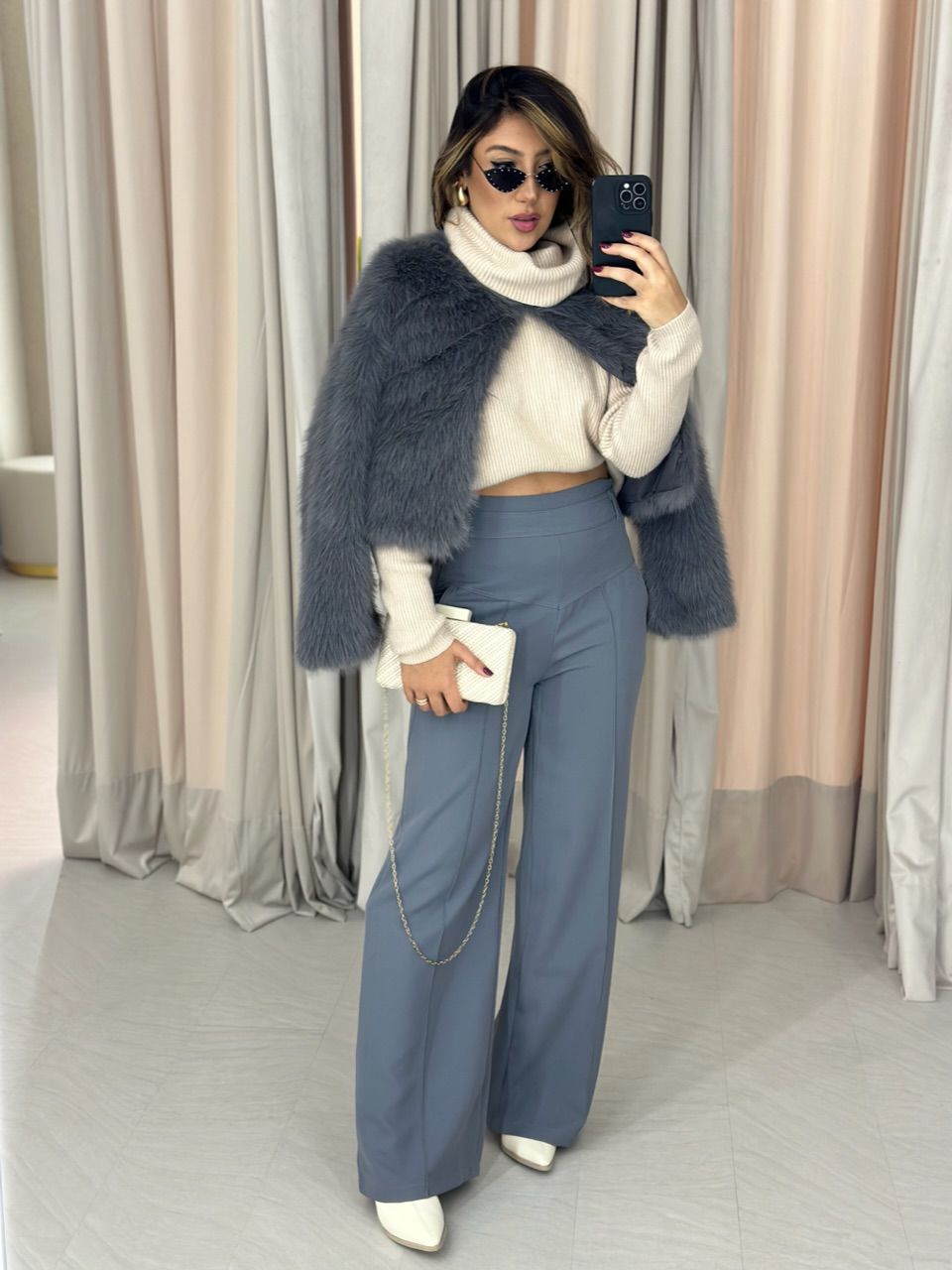 CALÇA MARTA CÓS ALTO PANTALONA CINZA