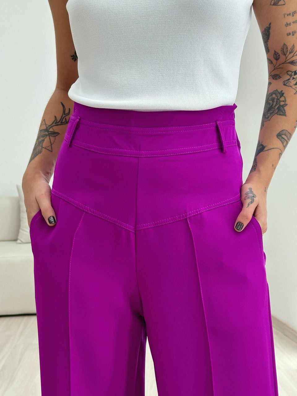 CALÇA MARTA CÓS ALTO PANTALONA FUCSIA
