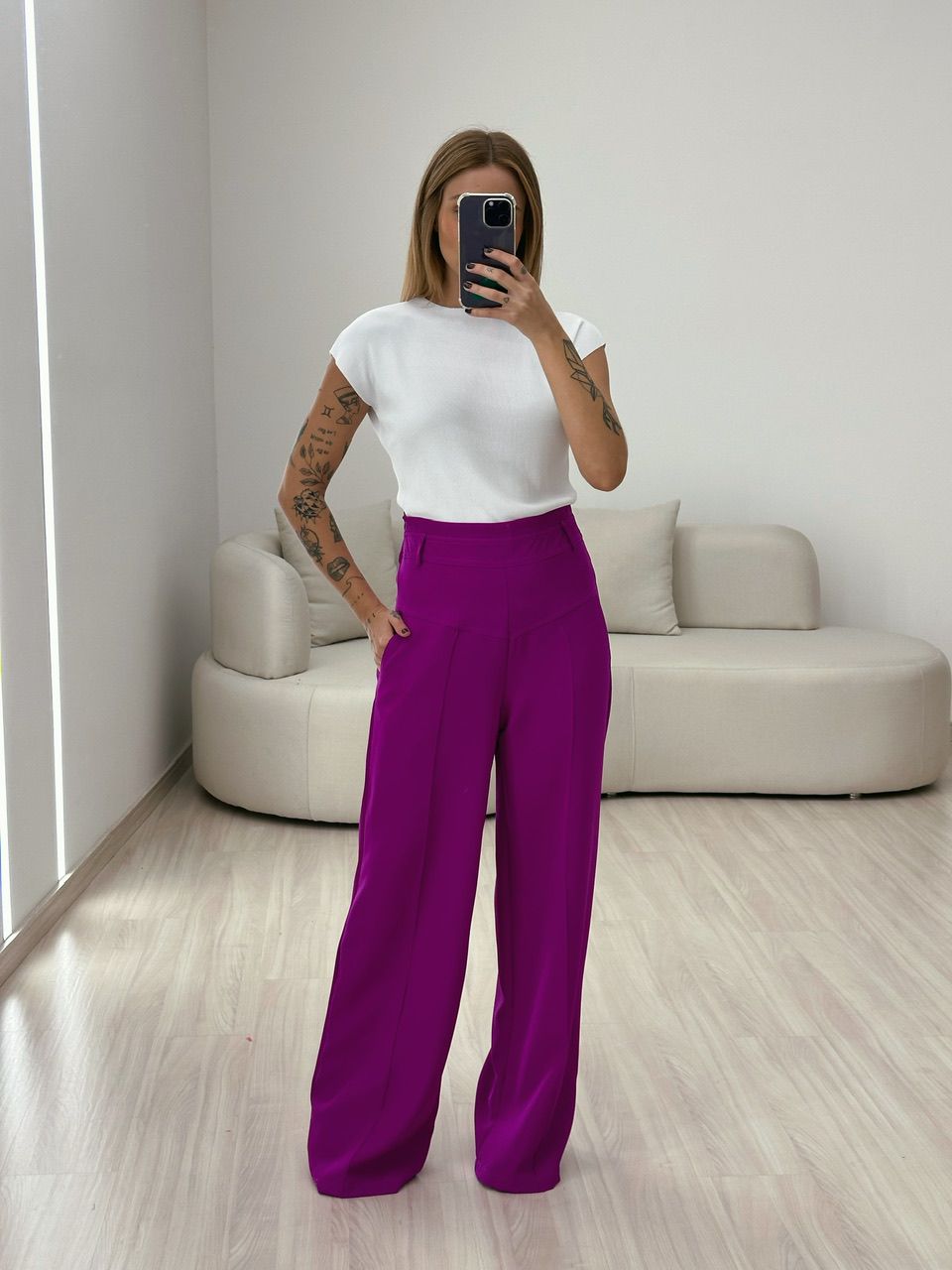 CALÇA MARTA CÓS ALTO PANTALONA FUCSIA
