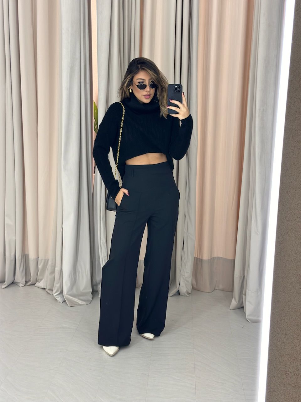CALÇA MARTA CÓS ALTO PANTALONA PRETA