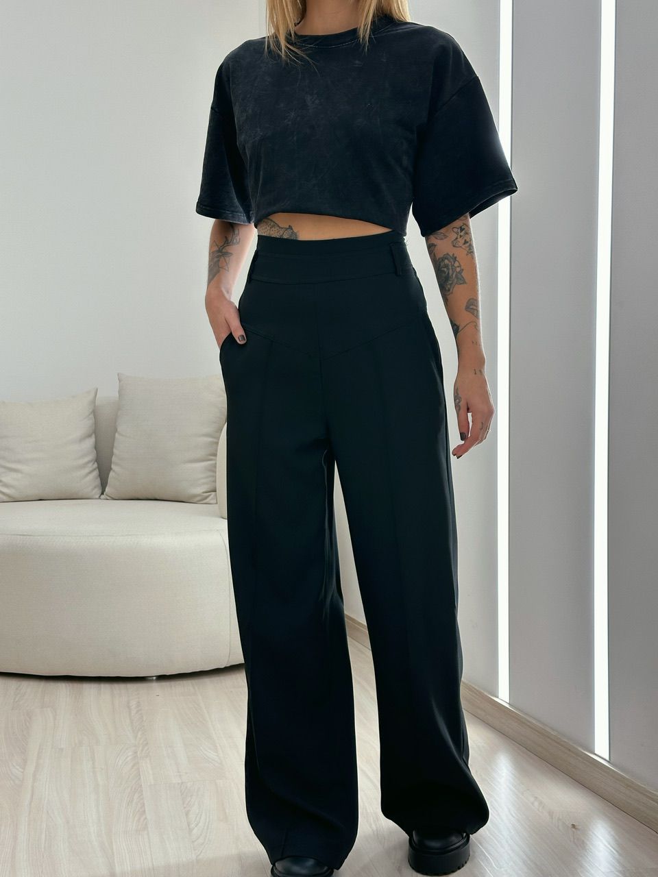 CALÇA MARTA CÓS ALTO PANTALONA PRETA