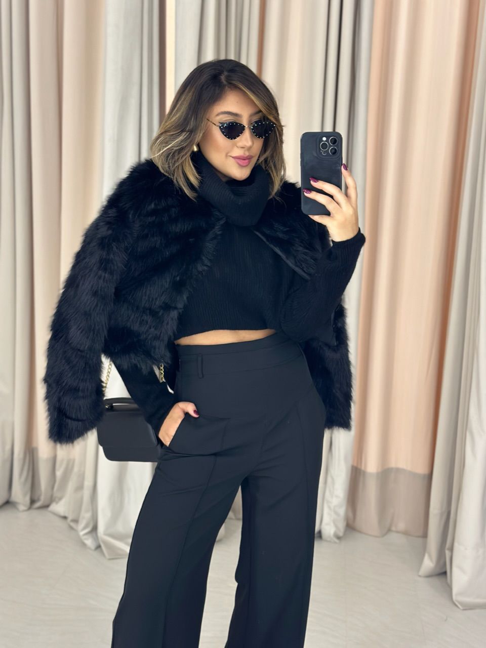 CALÇA MARTA CÓS ALTO PANTALONA PRETA