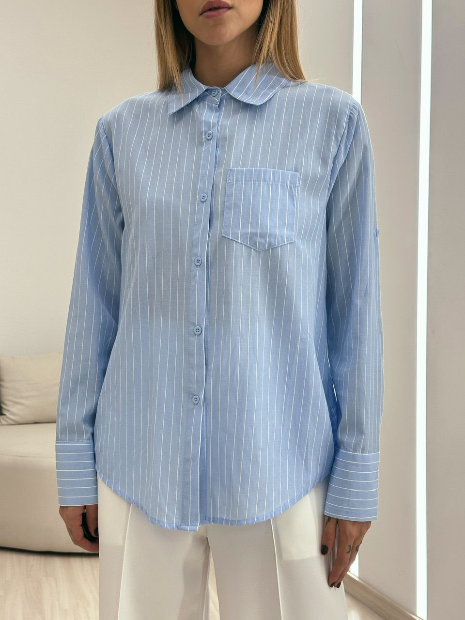 CAMISA OLIVIA LISTRADA AZUL