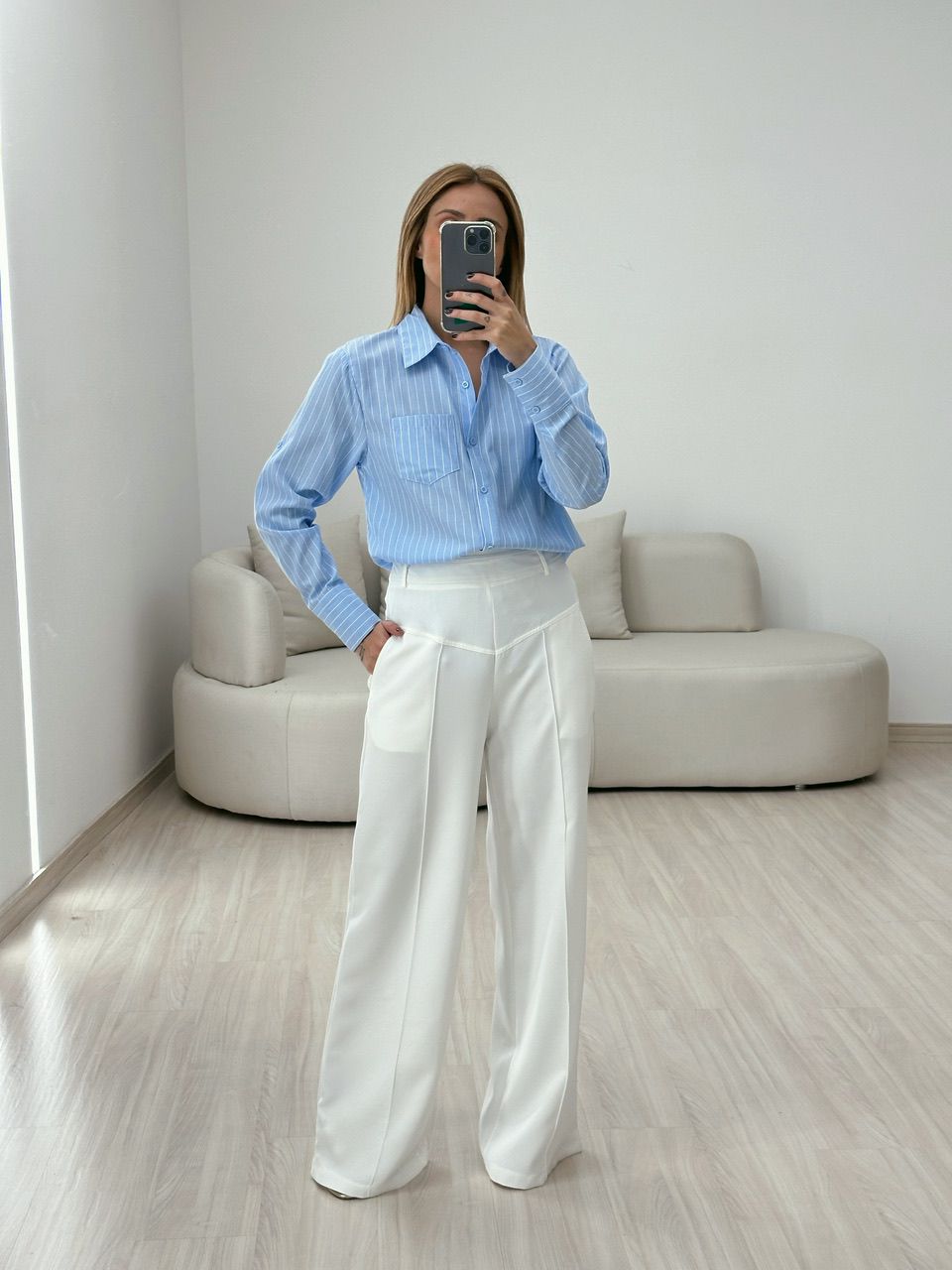 CAMISA OLIVIA LISTRADA AZUL