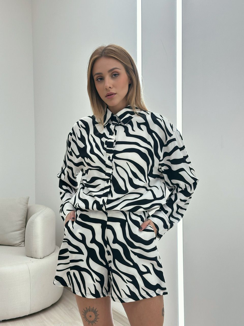 CONJUNTO ESTAMPA ZEBRA PRETO