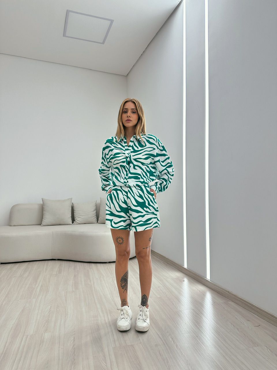 CONJUNTO ESTAMPA ZEBRA VERDE