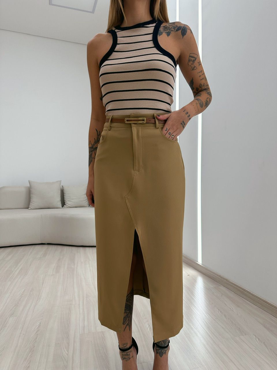 SAIA LOLA MIDI CAPUCCINO 