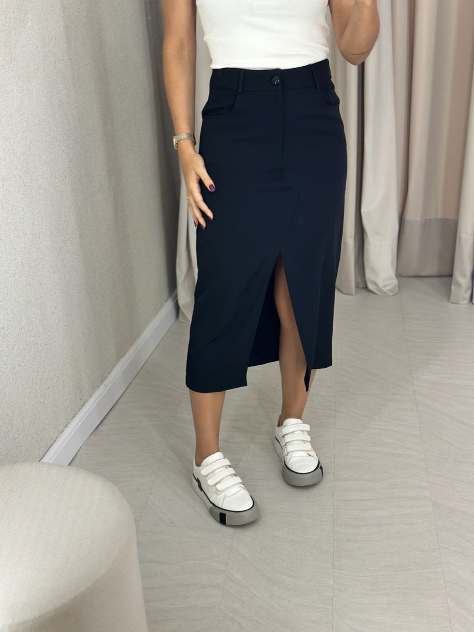 SAIA LOLA MIDI PRETA - 0050140033 - CAROLLA FERRARO