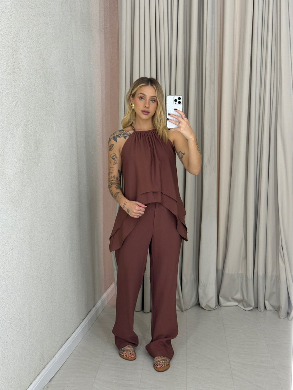 CONJUNTO SILVIA CALÇA CAPUCCINO - 0062730125 - CAROLLA FERRARO