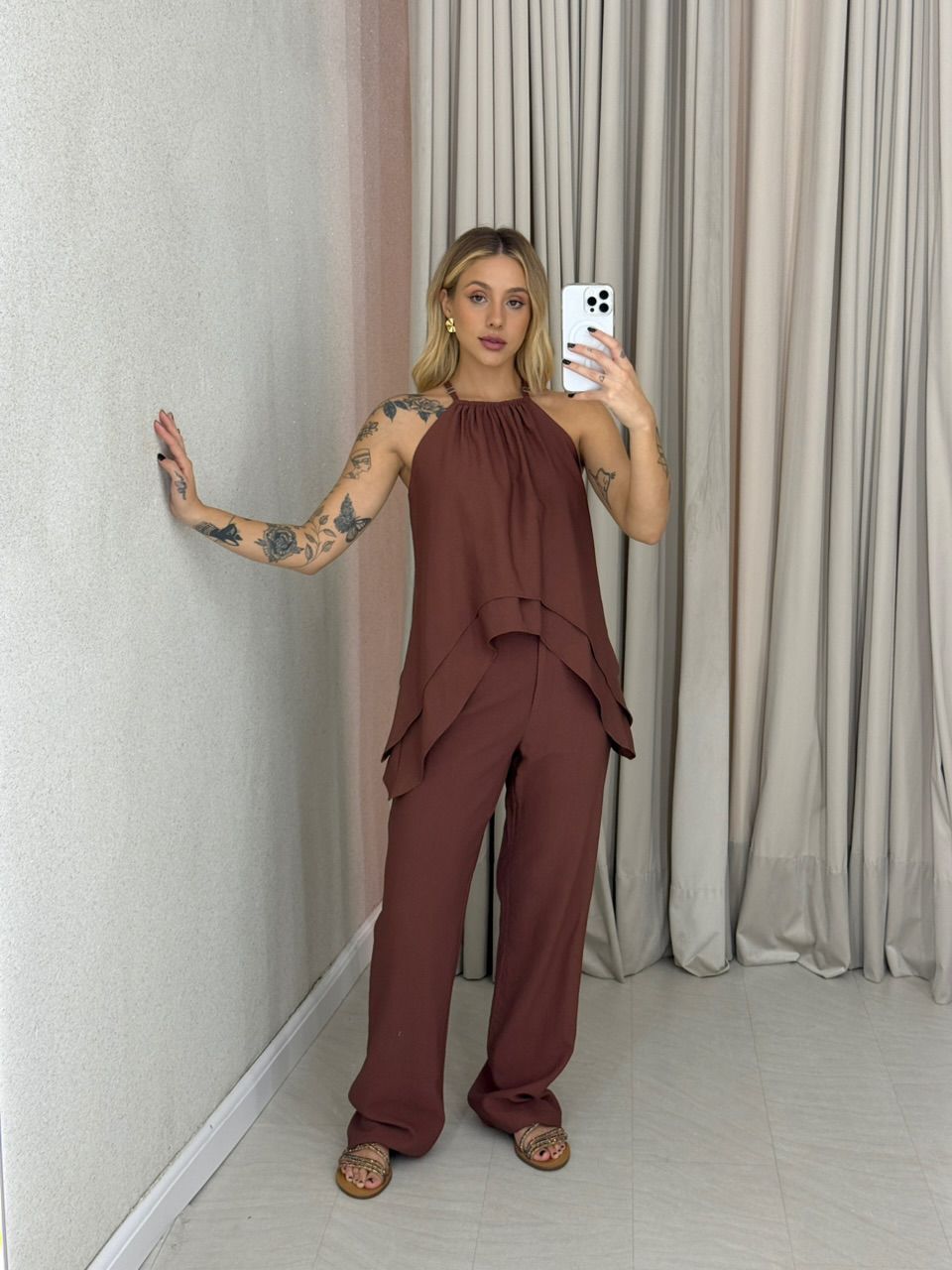 CONJUNTO SILVIA CALÇA CAPUCCINO 