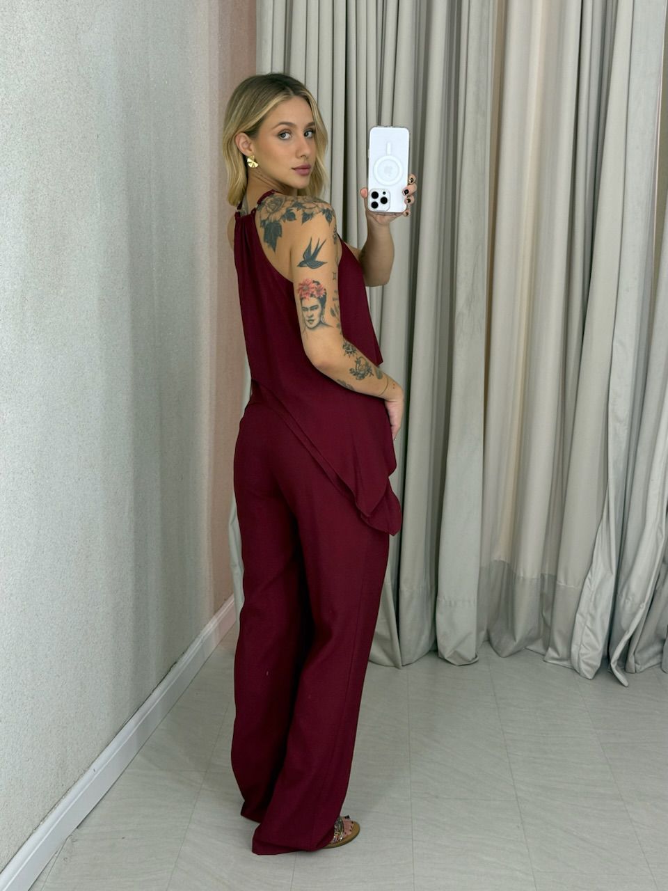 CONJUNTO SILVIA CALÇA VINHO