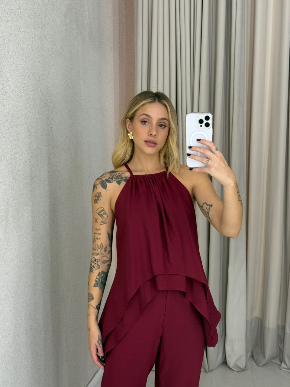 CONJUNTO SILVIA CALÇA VINHO