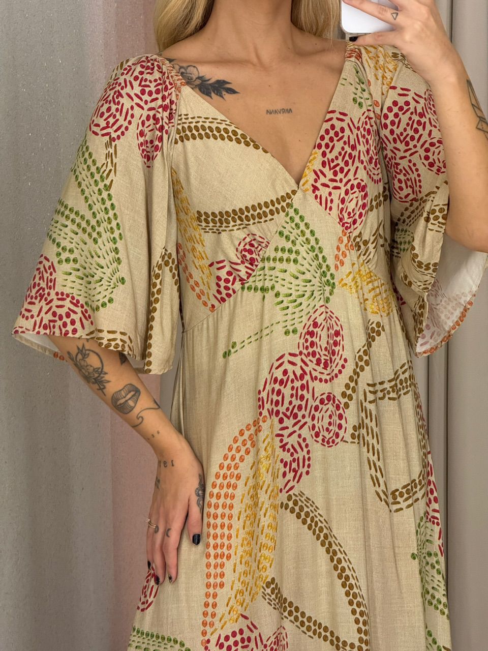 VESTIDO ANA MANGA Areia