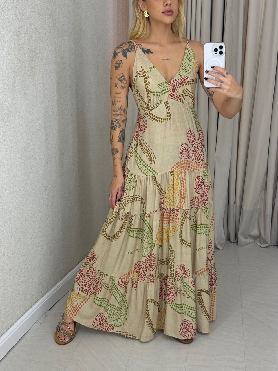 VESTIDO milene DECOTE Areia