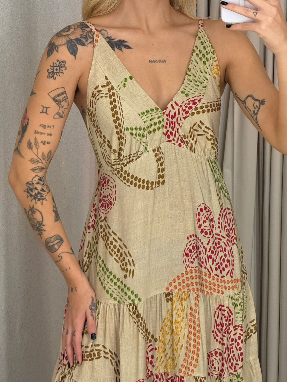 VESTIDO milene DECOTE Areia