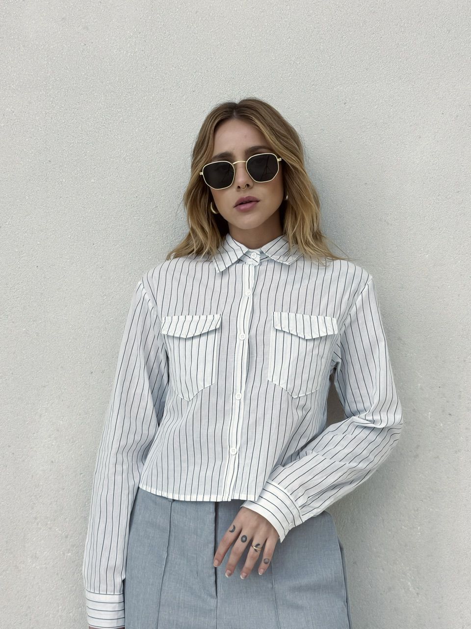 CAMISA CROPPED CLÉO BRANCA - 0051600099 - CAROLLA FERRARO