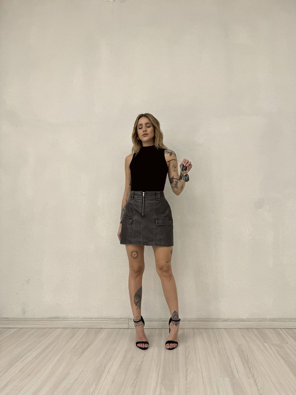 CROPPED ÁGATA CANELADO PRETO