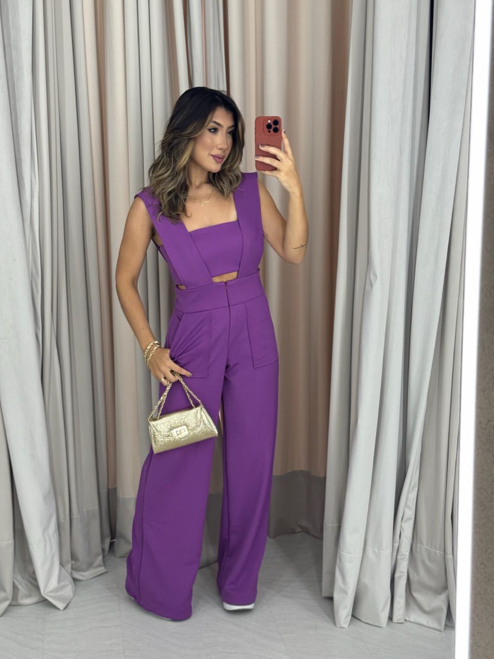 JARDINEIRA COM TOP CF FUCSIA