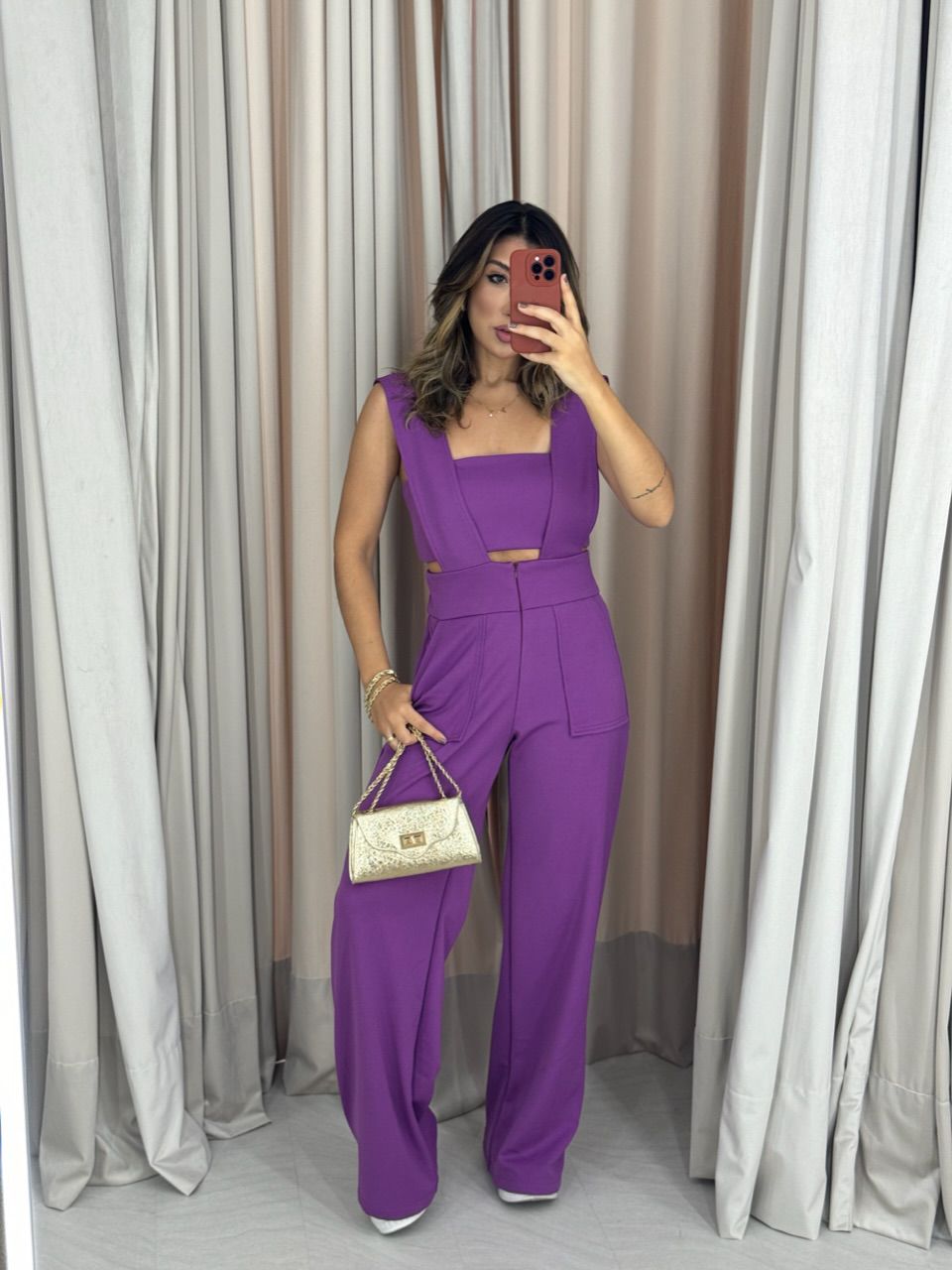 JARDINEIRA COM TOP CF FUCSIA