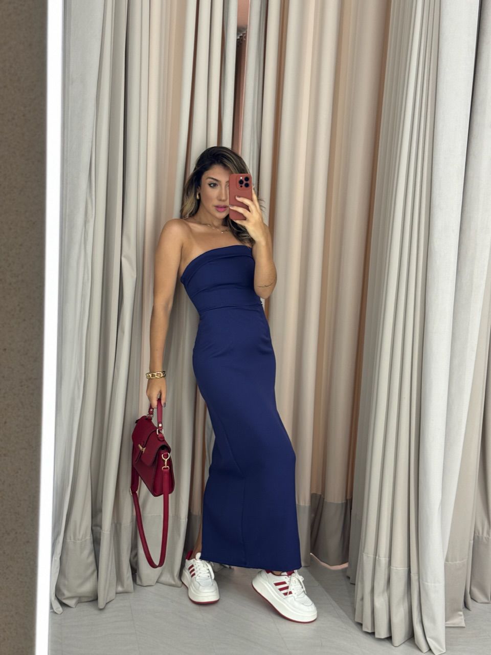 VESTIDO ISABELLY MIDI MARINHO - 0048160055 - CAROLLA FERRARO