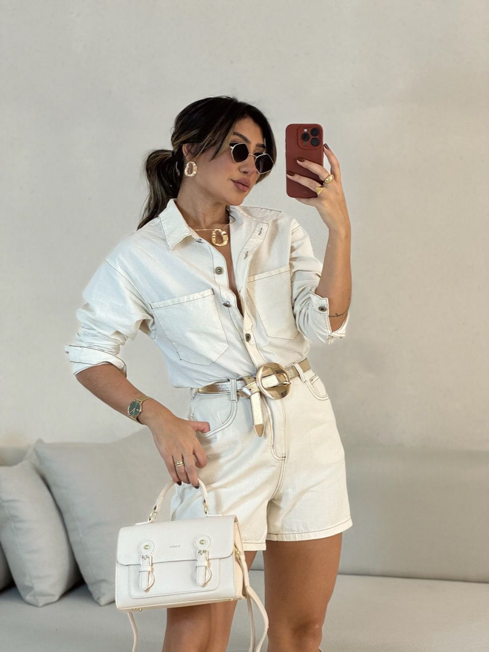 SHORT MELINA JEANS CRU - 0053360132 - CAROLLA FERRARO