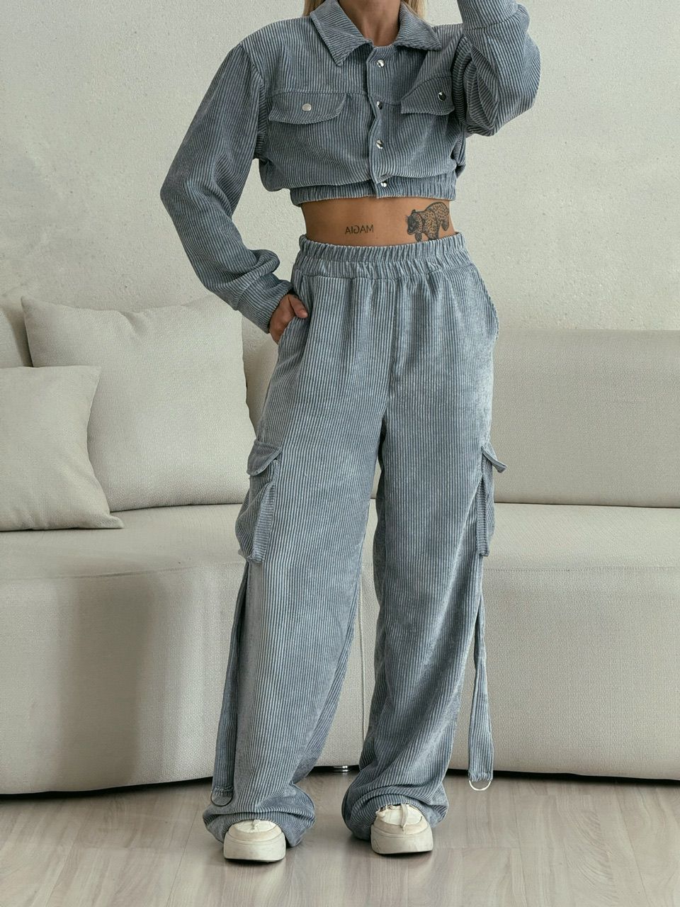 CONJUNTO CARGO COTELÊ Cinza