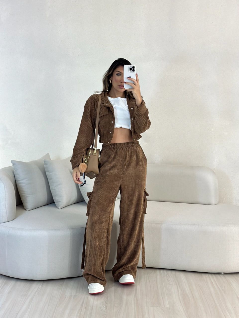 CONJUNTO CARGO COTELÊ Marrom