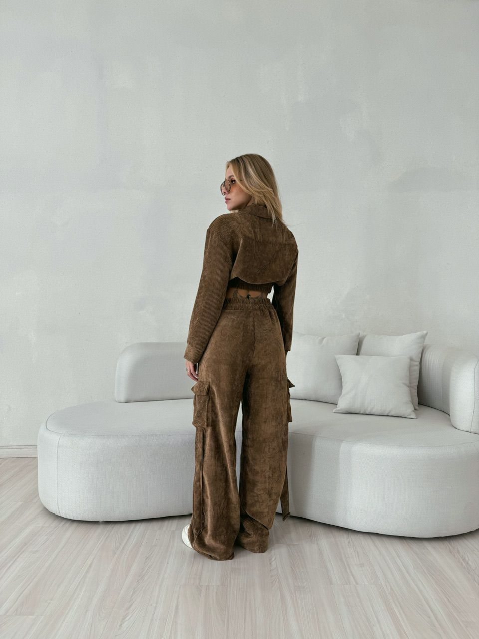 CONJUNTO CARGO COTELÊ Marrom