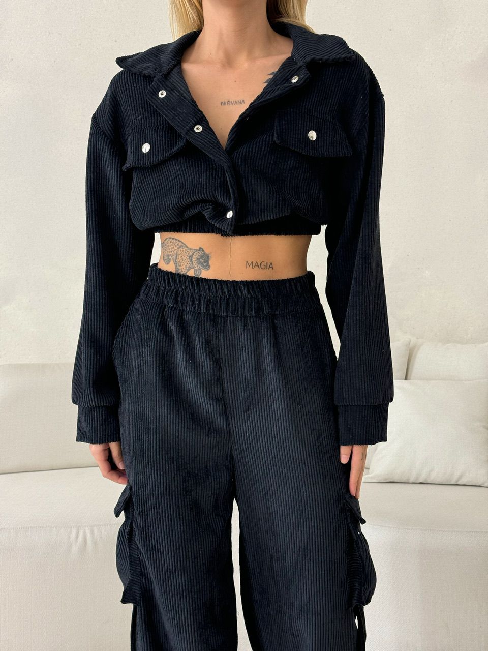 CONJUNTO CARGO COTELÊ preto