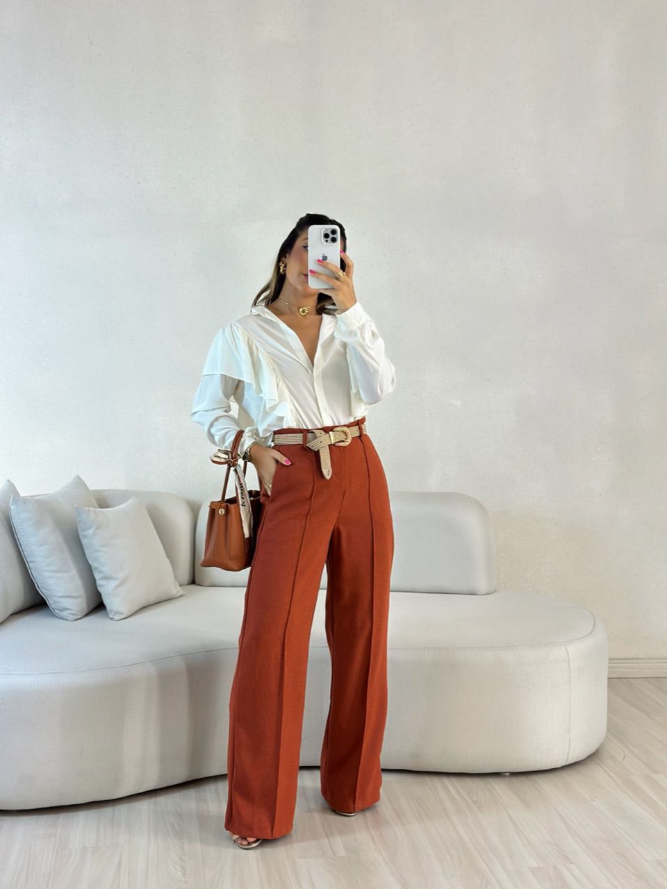 CALÇA ADRIANA PANTALONA TERRACOTA - 0054690331 - CAROLLA FERRARO