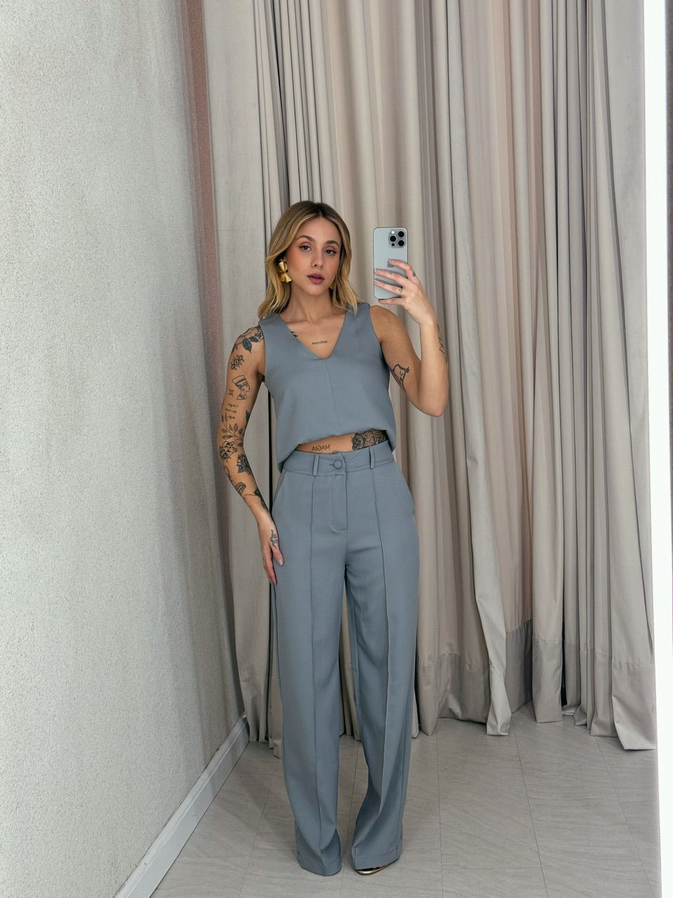 CONJUNTO BRUNA CALÇA CINZA - 0054700091 - CAROLLA FERRARO