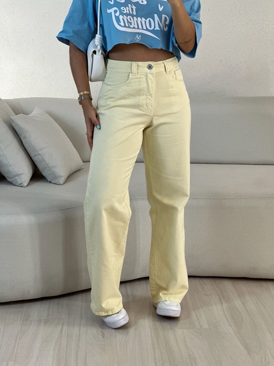CALÇA MAIARA JEANS AMARELO MANTEIGA