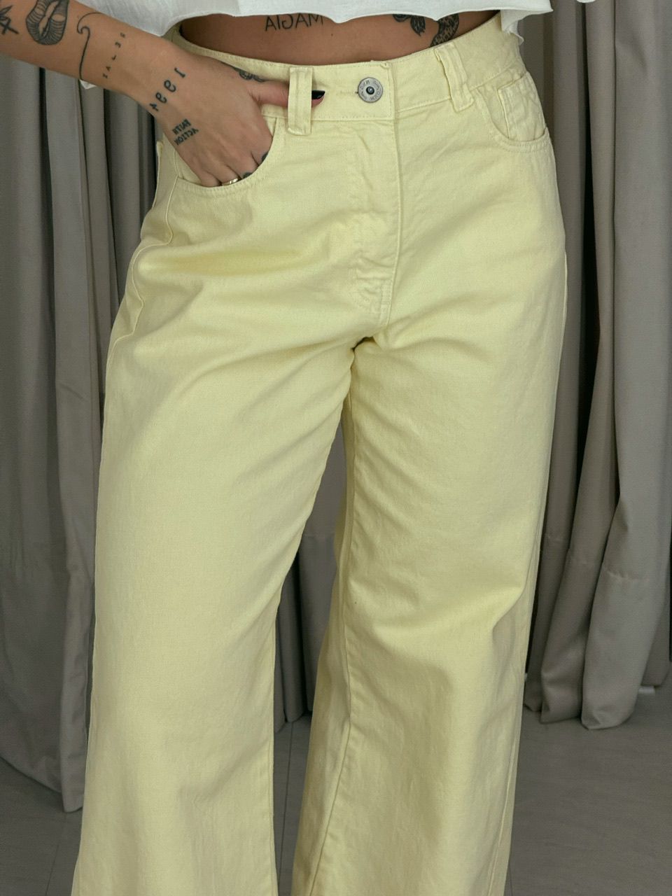 CALÇA MAIARA JEANS AMARELO MANTEIGA