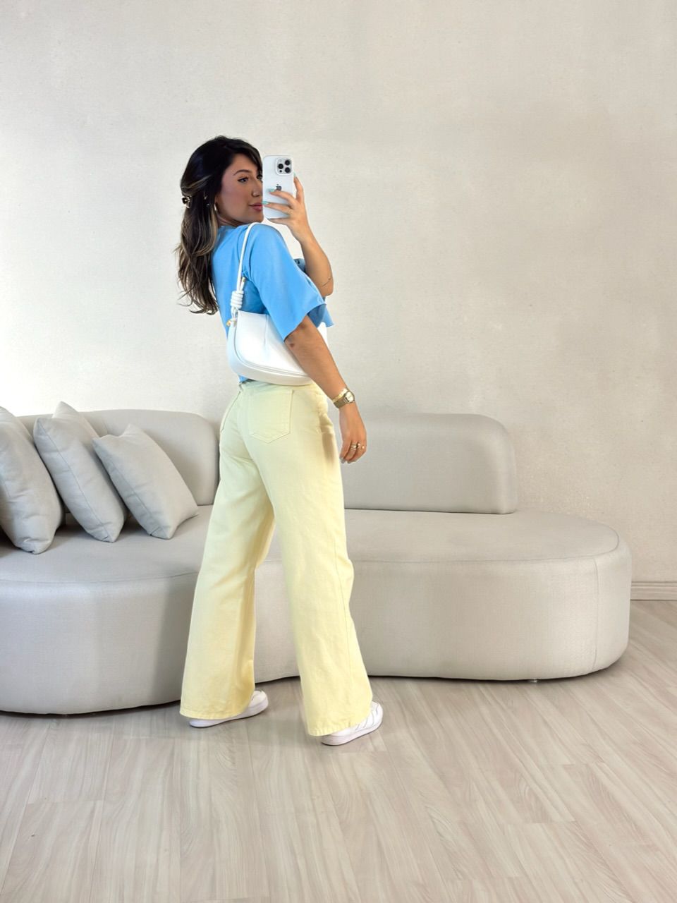 CALÇA MAIARA JEANS AMARELO MANTEIGA