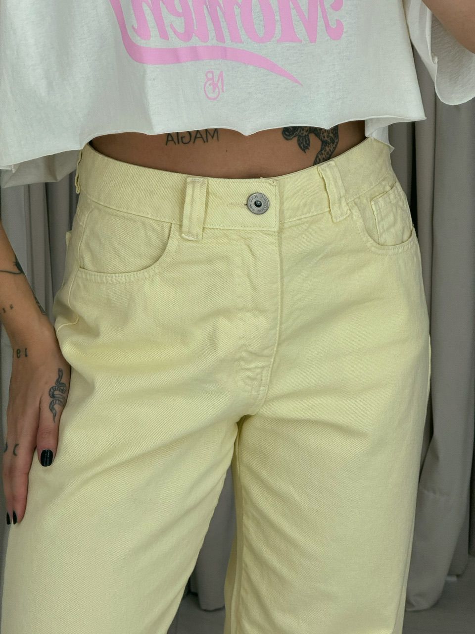 CALÇA MAIARA JEANS AMARELO MANTEIGA