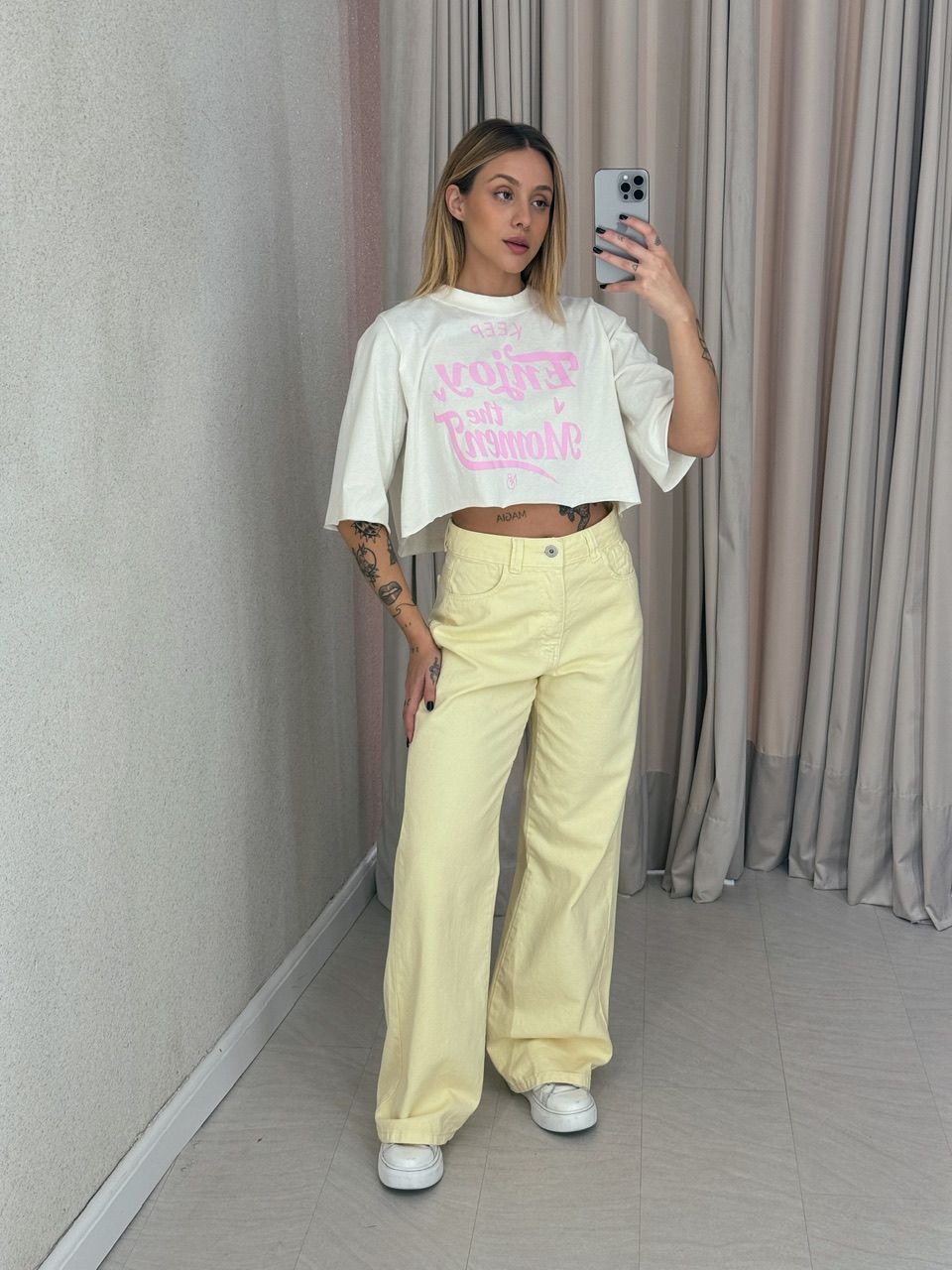 CALÇA MAIARA JEANS AMARELO MANTEIGA