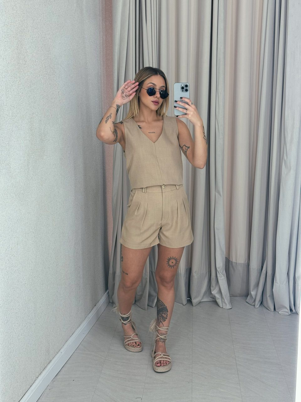 CONJUNTO GIOVANNA SHORT NUDE - 0055750049 - CAROLLA FERRARO