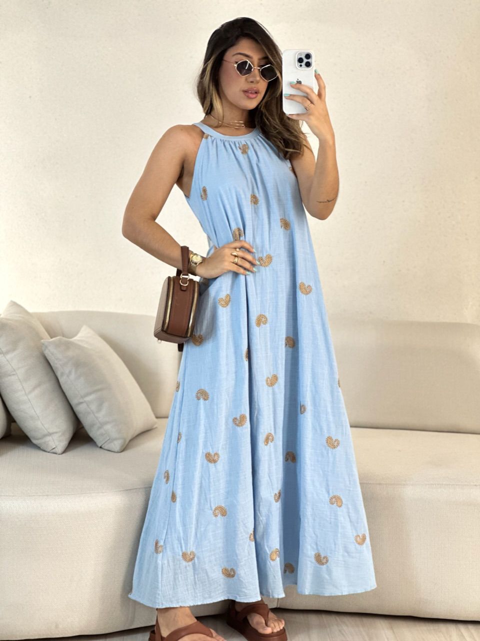VESTIDO SOL LONGO AZUL - 0055770109 - CAROLLA FERRARO