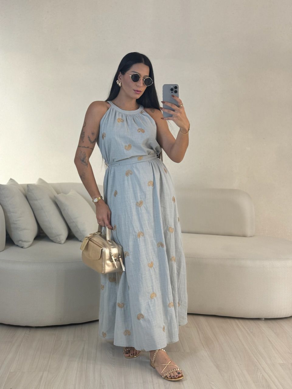 VESTIDO SOL LONGO CINZA - 0055770091 - CAROLLA FERRARO