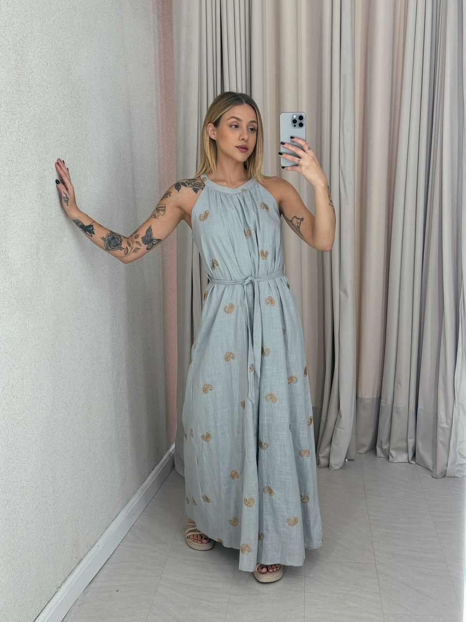 VESTIDO SOL LONGO CINZA