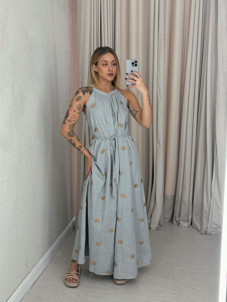 VESTIDO SOL LONGO CINZA
