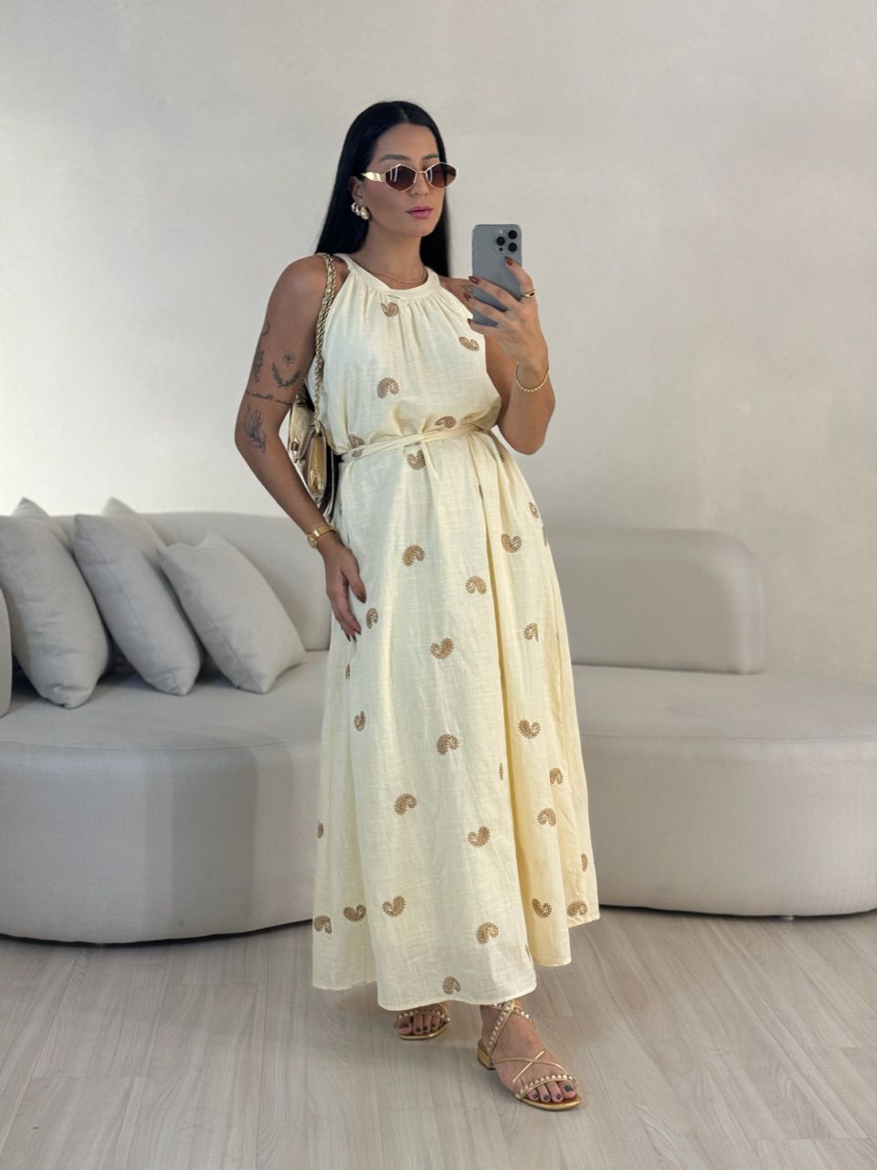 VESTIDO SOL LONGO MARFIM - 0055770056 - CAROLLA FERRARO