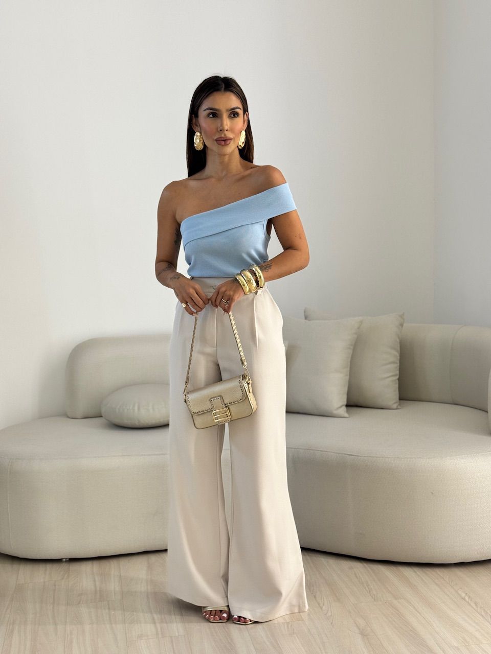 BLUSA CLAUDIA NULA MANGA BABY BLUE