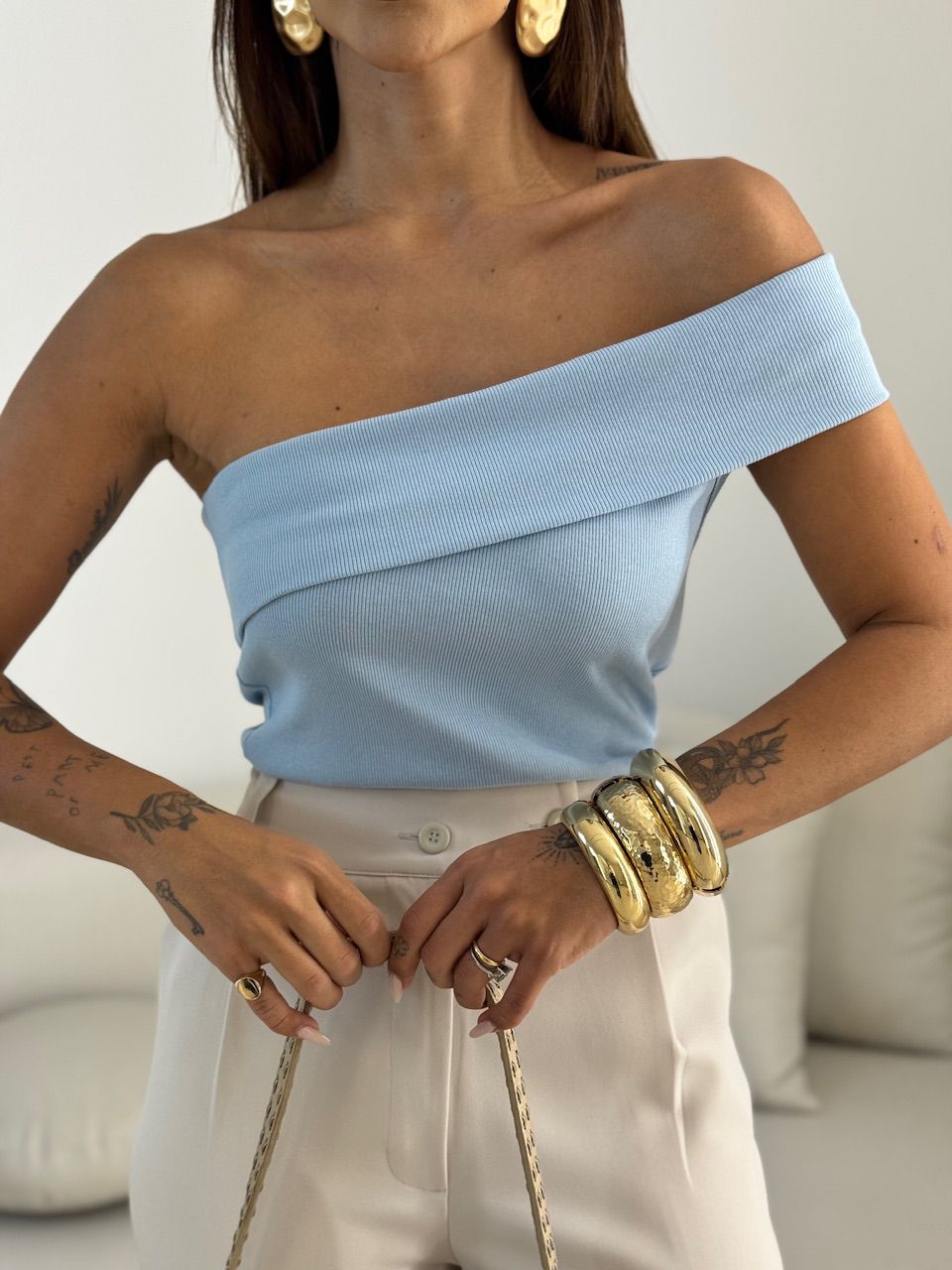 BLUSA CLAUDIA NULA MANGA BABY BLUE