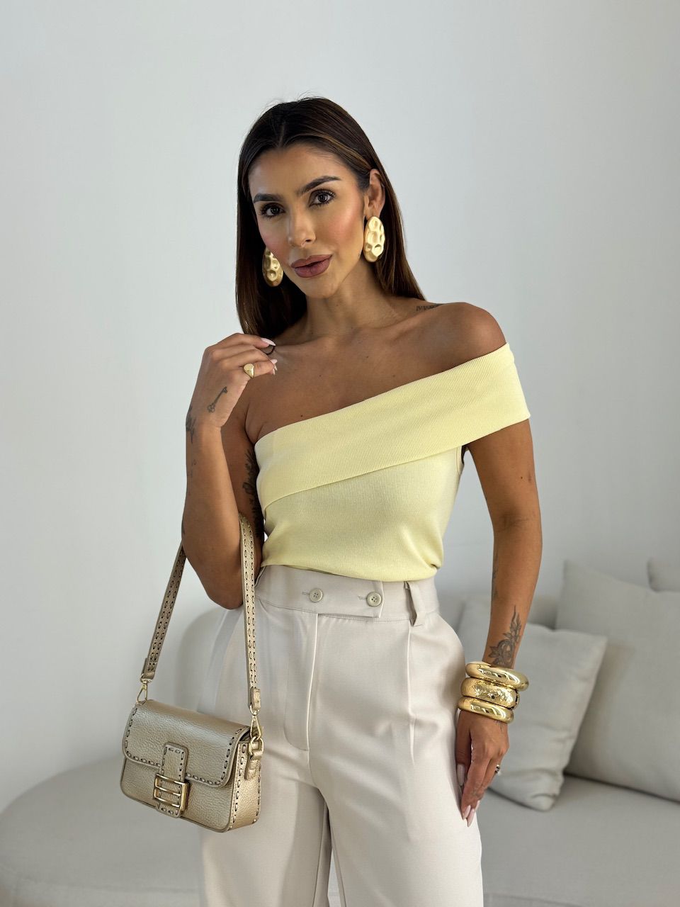 BLUSA CLAUDIA NULA MANGA YELLOW BUTTER