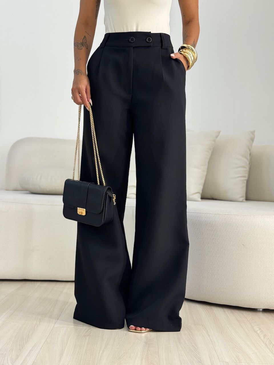 CALÇA ANGELINA PANTALONA PRETA - 0068160033 - CAROLLA FERRARO
